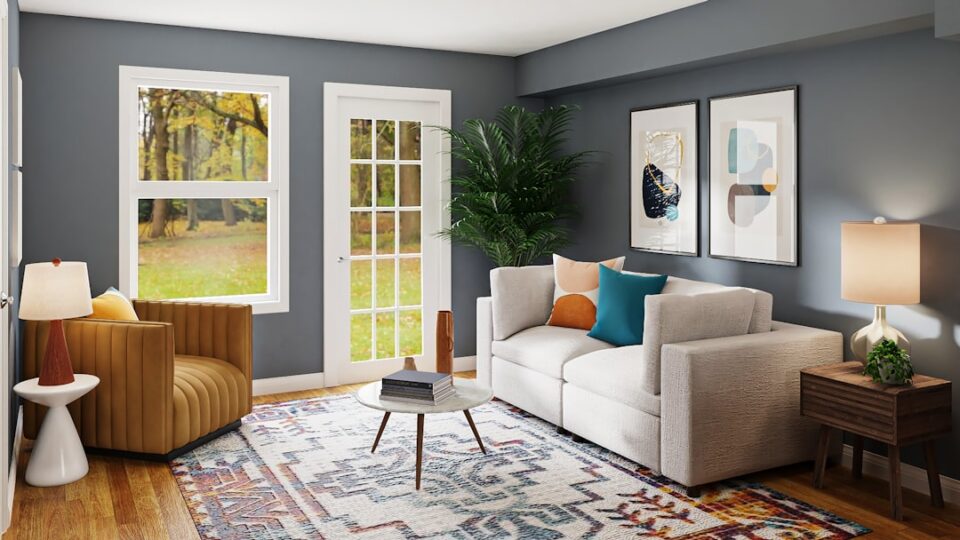small living room furniture layout cover illustration